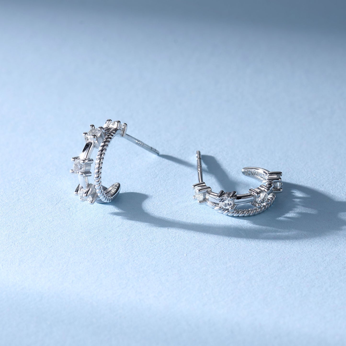 極簡·雙圈星光耳環