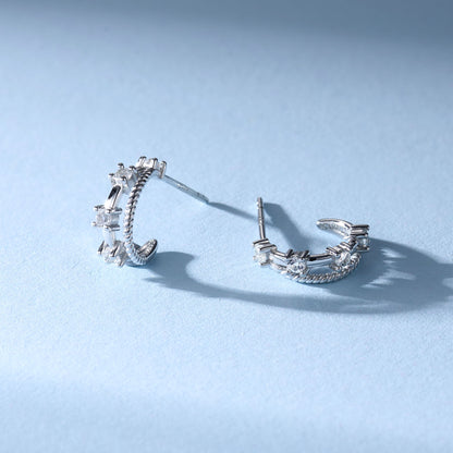 極簡·雙圈星光耳環