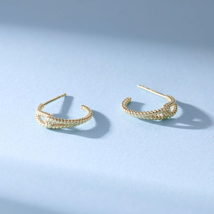 極簡·織光麻花耳環