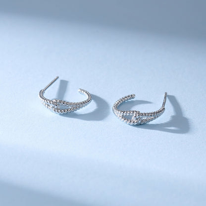 極簡·織光麻花耳環