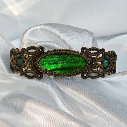 Le Bijoux Green Ammolite Boho Braided Bracelet