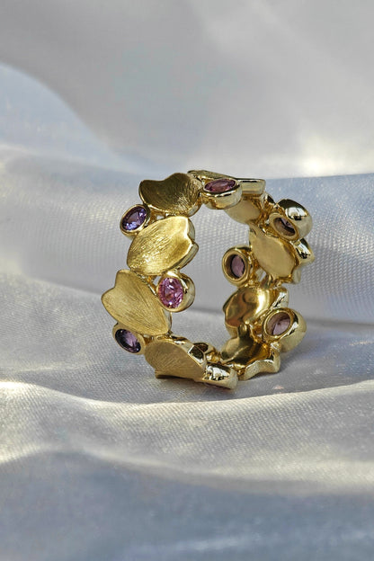 Sakura Sapphire Italian Brushed Finish Ring（Available Now）