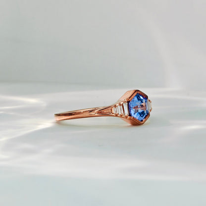 Tanzanite & Diamond Rose Gold Engagement Ring (Bespoke Model）