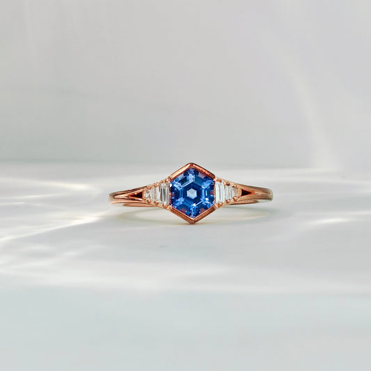 Tanzanite & Diamond Rose Gold Engagement Ring (Bespoke Model）