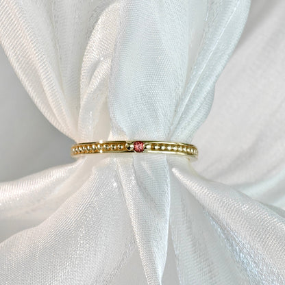 Round Red Ruby Beaded Edge Ring (Bespoke Model)
