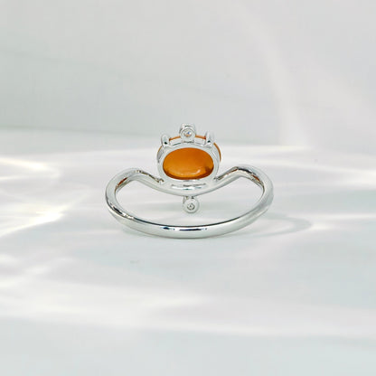 Oval Orange Opal Ring  (Bespoke Model）