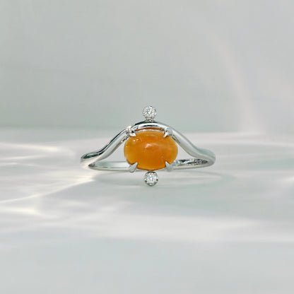 Oval Orange Opal Ring  (Bespoke Model）