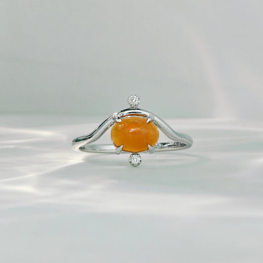 Oval Orange Opal Ring  (Bespoke Model）