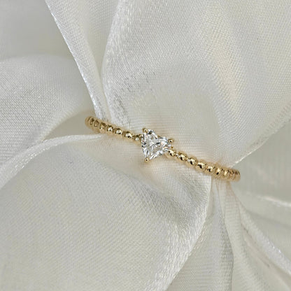 Heart Cut Diamond Beaded 9k Gold Ring (Bespoke Model)