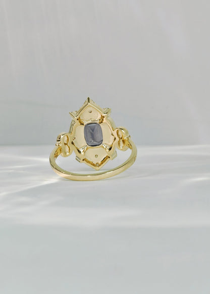 Cushion Cut Grey Spinel Vintage Ring