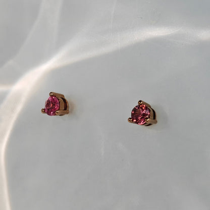 Le Bijoux Round Brilliant Cut Pink Spinel Earrings