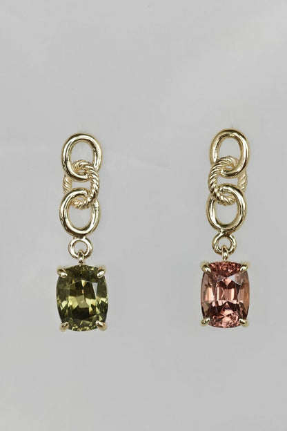 Cushion Cut Contrast Zirconia Earrings
