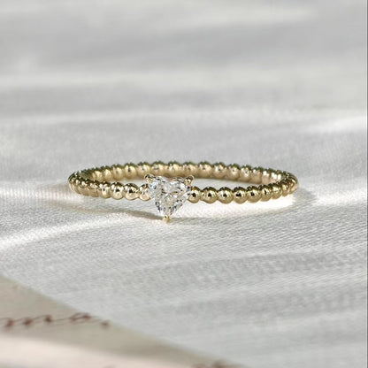 Heart Cut Diamond Beaded 9k Gold Ring (Bespoke Model)