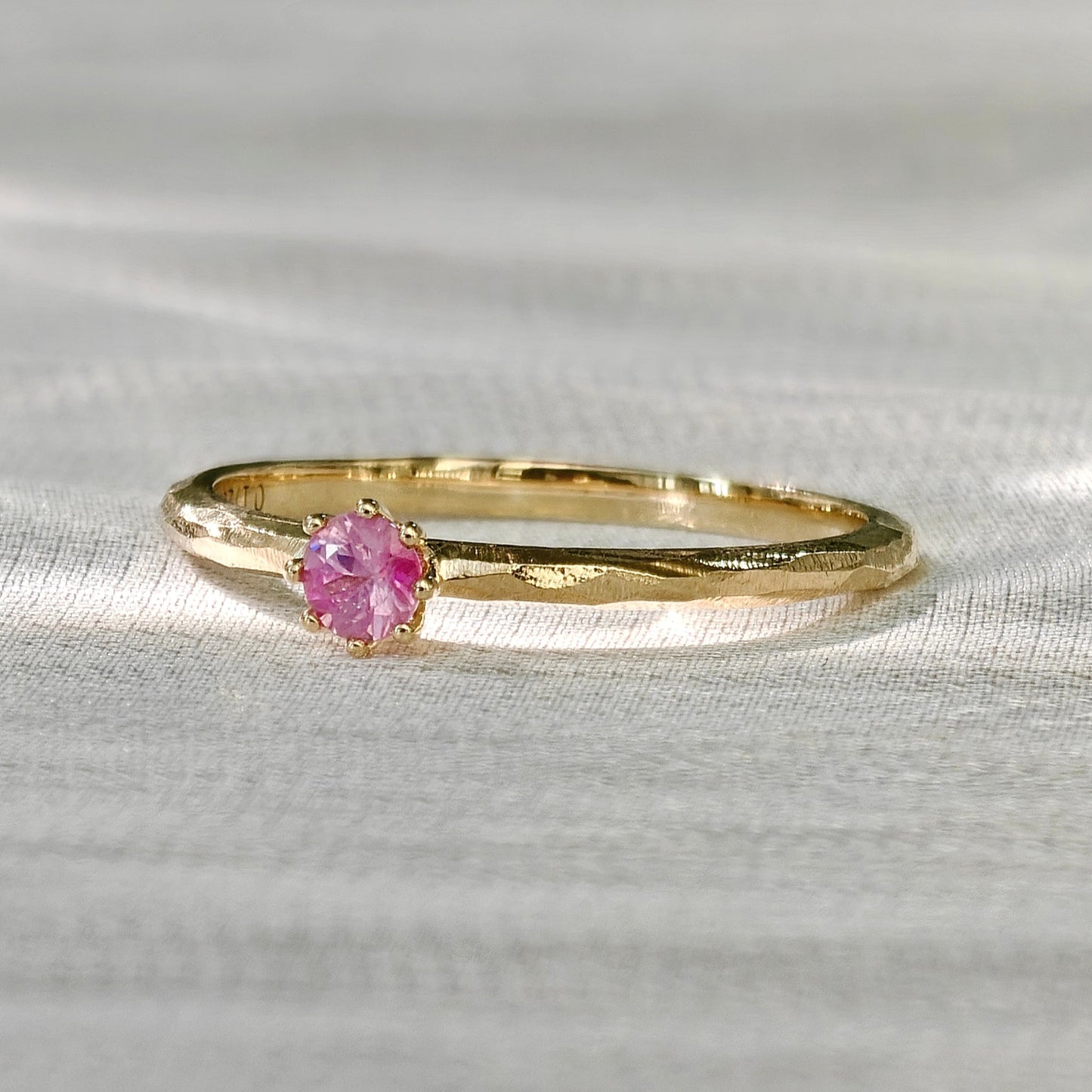 Round Spinel Hammered Ring (Bespoke Model)