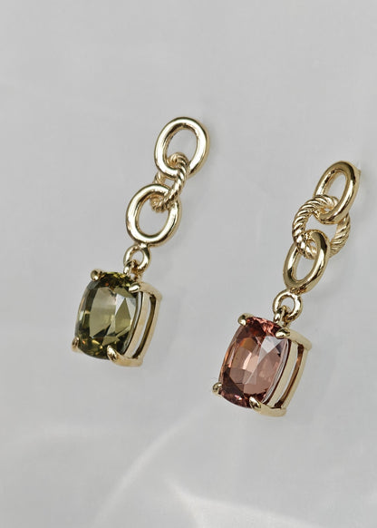 Cushion Cut Contrast Zirconia Earrings