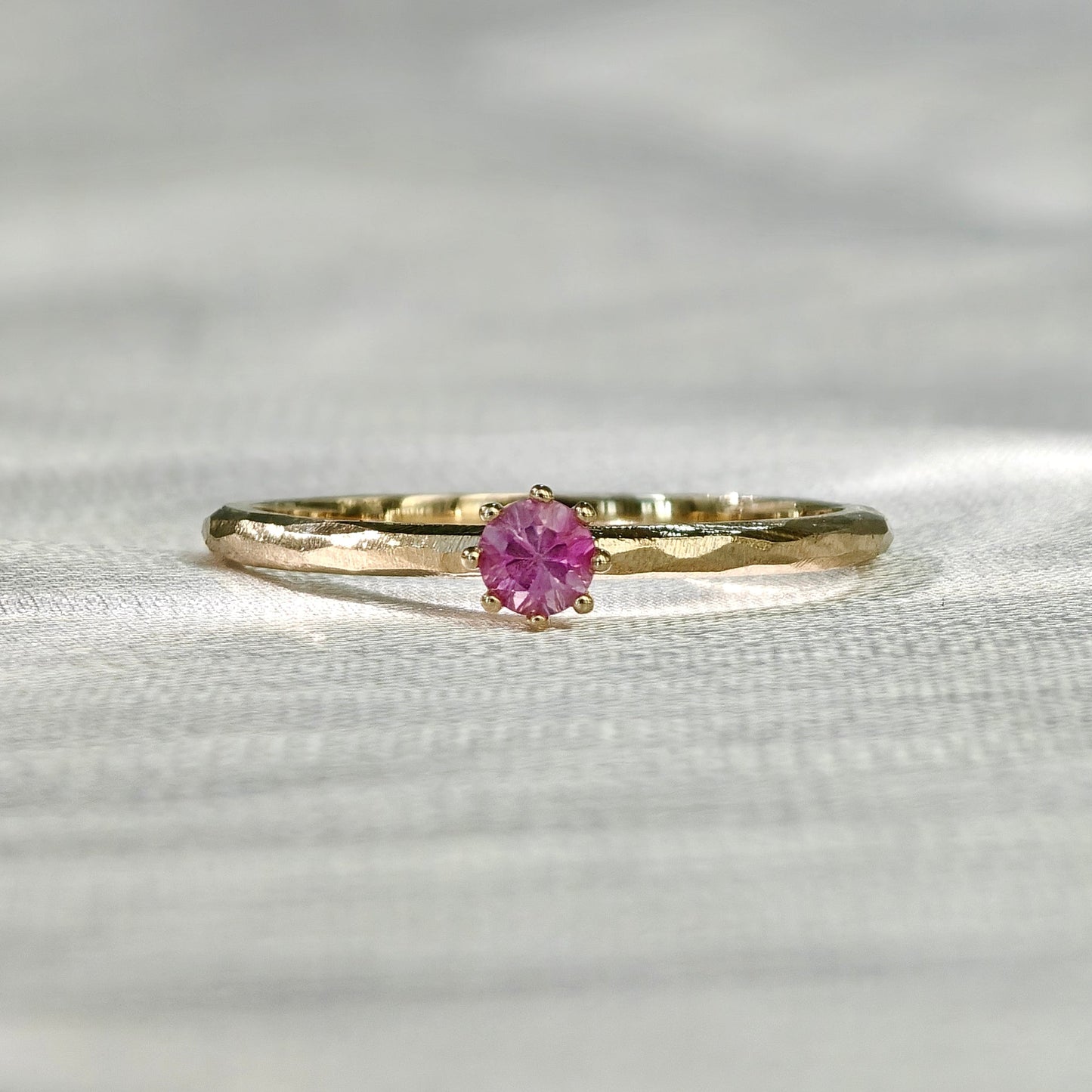 Round Spinel Hammered Ring (Bespoke Model)