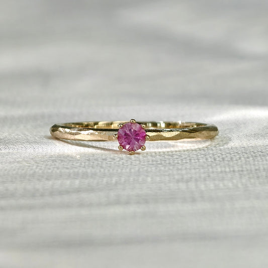 Round Spinel Hammered Ring (Bespoke Model)