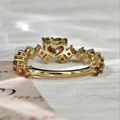 Heart Champagne Diamond Engagement Ring (Bespoke Model)