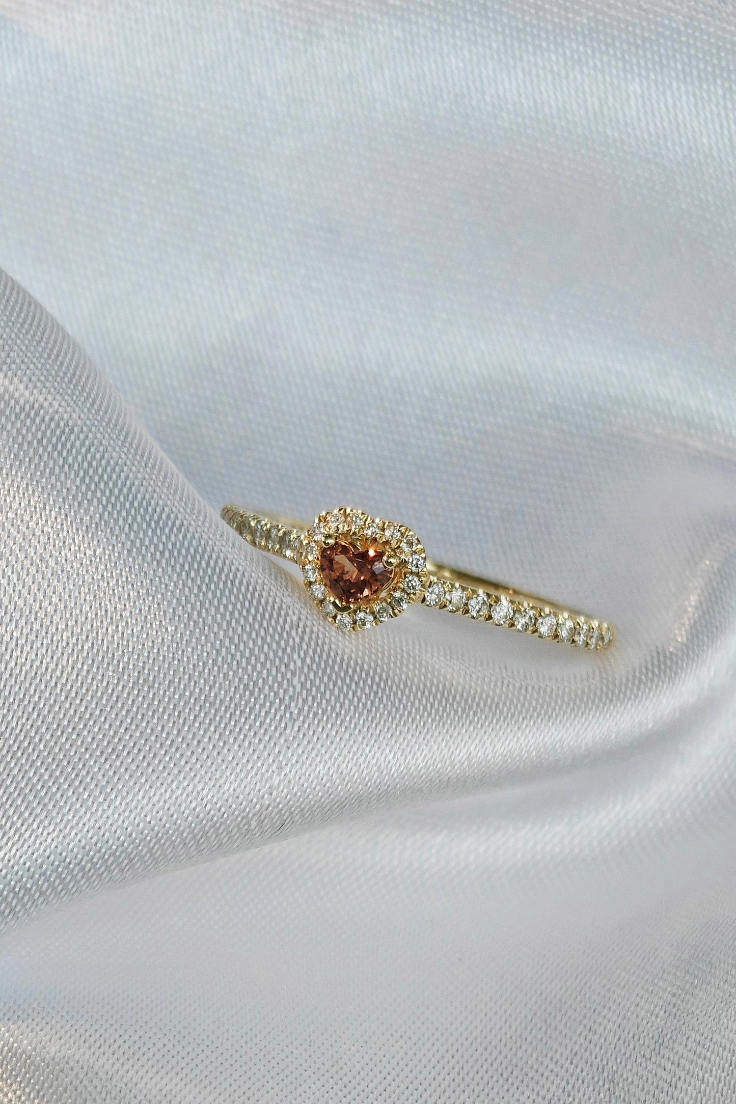 Light Orange Heart Shape Sapphire Polished Ring（Available Now）