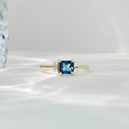 Square Brilliant Topaz Engagement Ring (Bespoke Model）