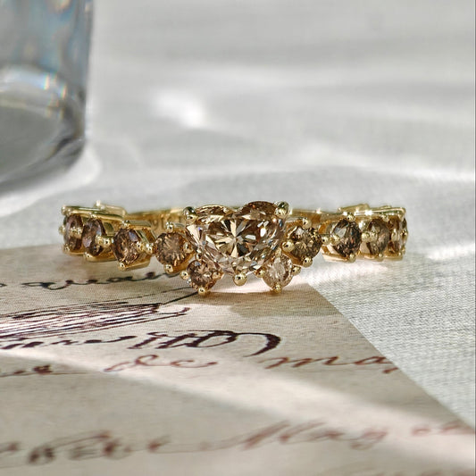Heart Champagne Diamond Engagement Ring (Bespoke Model)