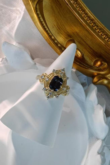 Cushion Cut Grey Spinel Vintage Ring