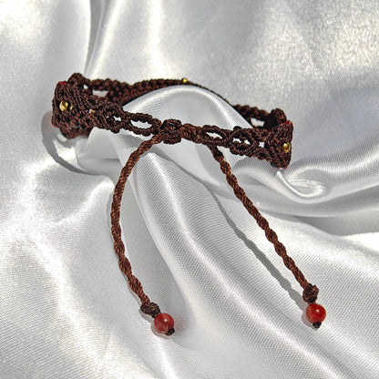Handmade Brown BraidedRope Ammolite Bracelet