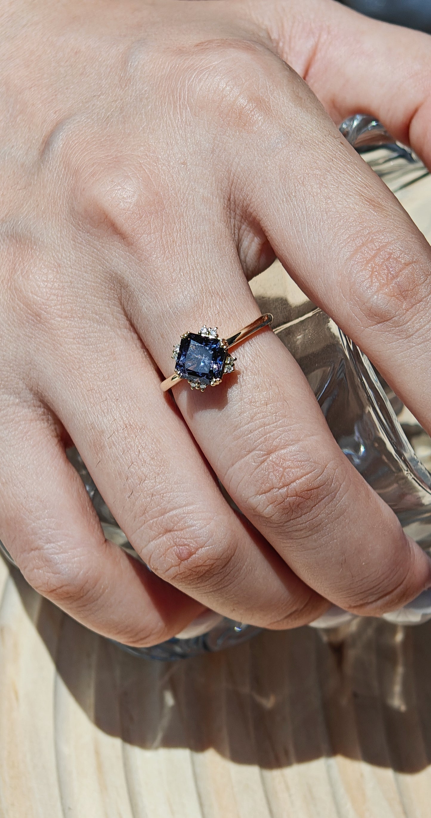 Asscher Cut Black Spinel Engagement Ring Wedding Ring