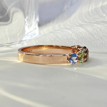 Multicolored Sapphire Rose Gold Ring