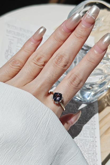 Asscher Cut Black Spinel Engagement Ring Wedding Ring