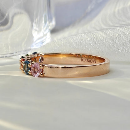 Multicolored Sapphire Rose Gold Ring