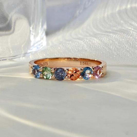 Multicolored Sapphire Rose Gold Ring
