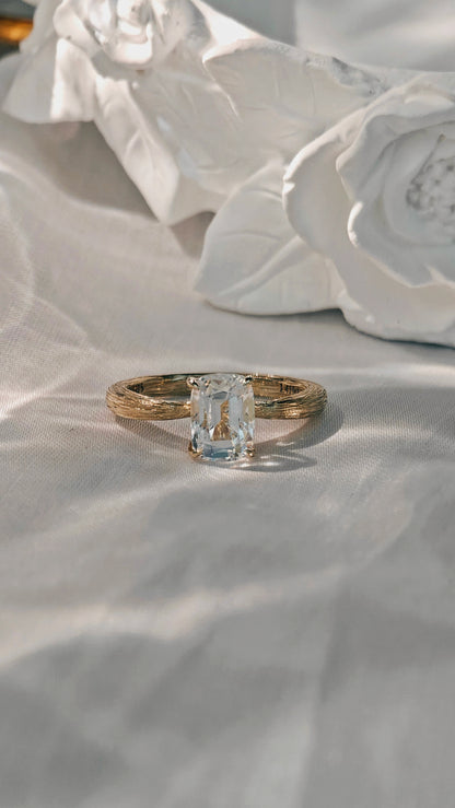 Precision Cushion Cut Moonstone Engagement Ring
