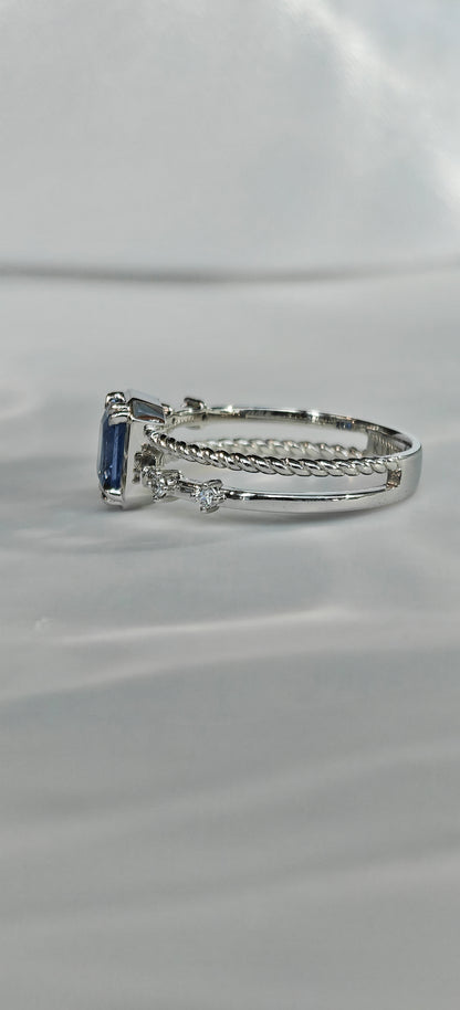 Radiant Cut Blue Cobalt Spinel Engagement Ring
