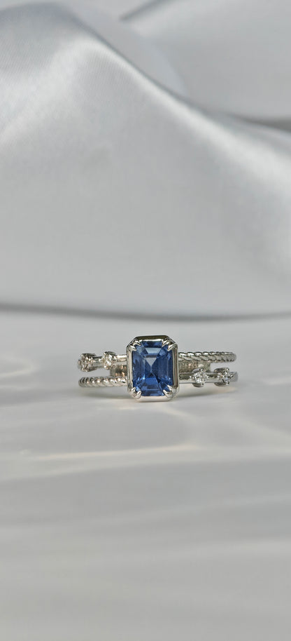 Radiant Cut Blue Cobalt Spinel Engagement Ring
