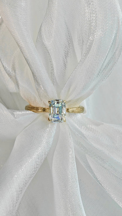 Precision Cushion Cut Moonstone Engagement Ring