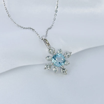 Le Bijoux  Blue Aquamarine K9 Necklace - Snowflake