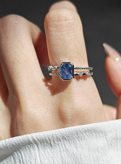 Radiant Cut Blue Cobalt Spinel Engagement Ring