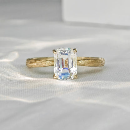 Precision Cushion Cut Moonstone Engagement Ring