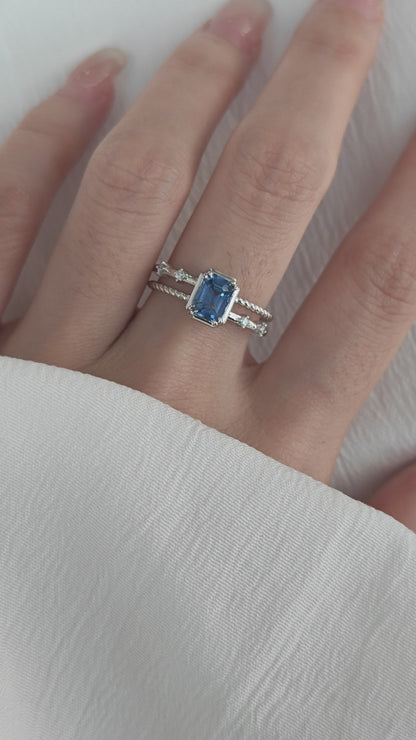 Radiant Cut Blue Cobalt Spinel Engagement Ring