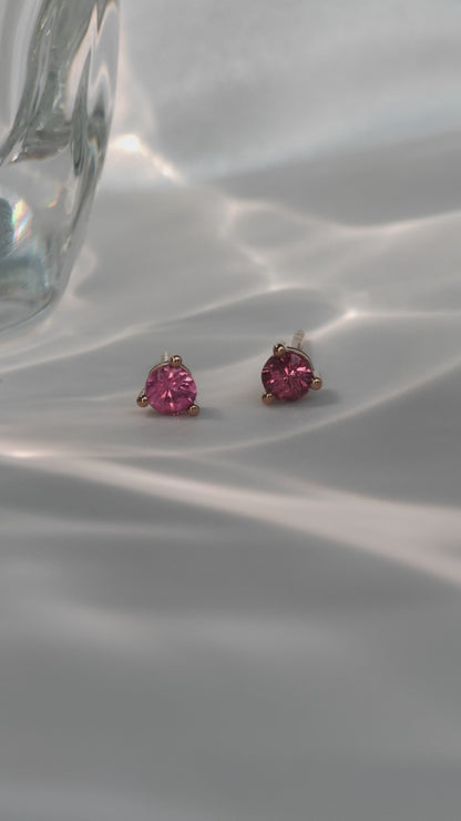 Le Bijoux Round Brilliant Cut Pink Spinel Earrings
