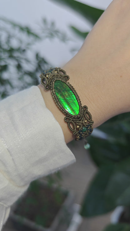 Le Bijoux Green Ammolite Boho Braided Bracelet