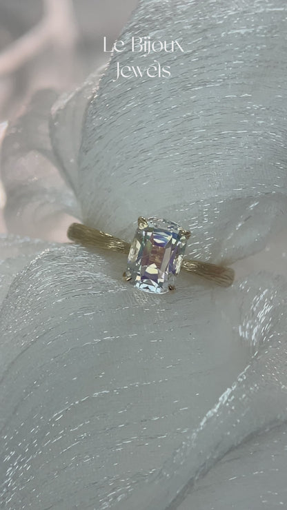 Precision Cushion Cut Moonstone Engagement Ring
