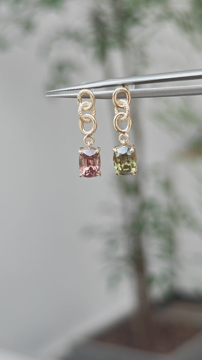 Cushion Cut Contrast Zirconia Earrings