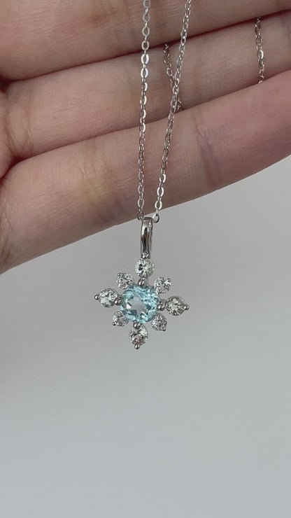 Le Bijoux  Blue Aquamarine K9 Necklace - Snowflake